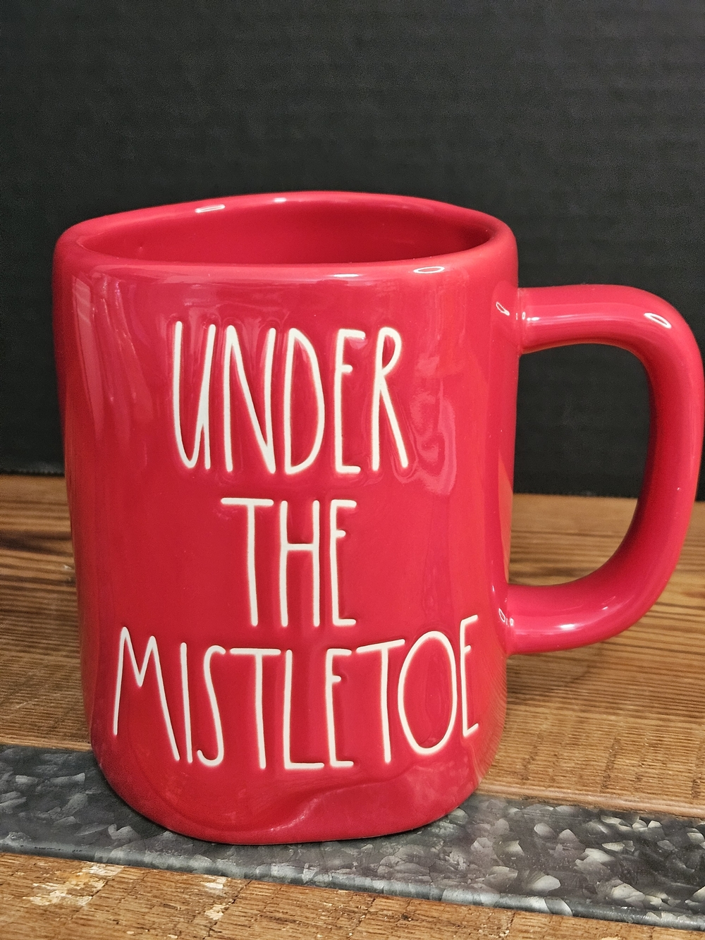 Rae Dunn Red Holiday "Under the Mistletoe" Ceramic Mug